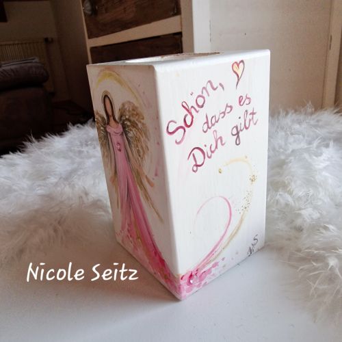 Engellicht aus Holz * Schön, dass es Dich gibt * handbemalt * 10 x 6 x 6 cm